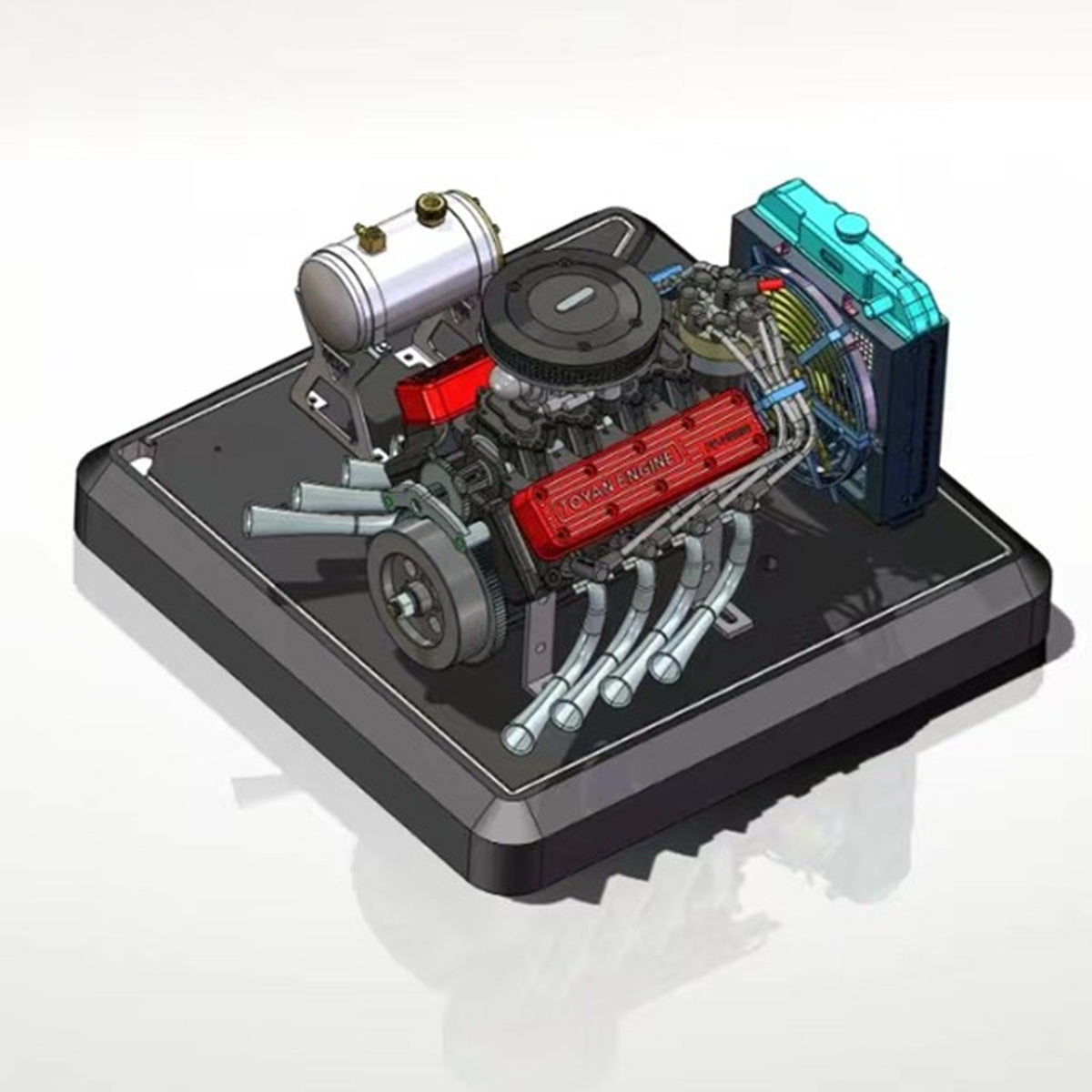 TOYAN FS-V800WGPC V8-enjin met aanvangstel, staander en bykomstighede - een sleutel-aanvang