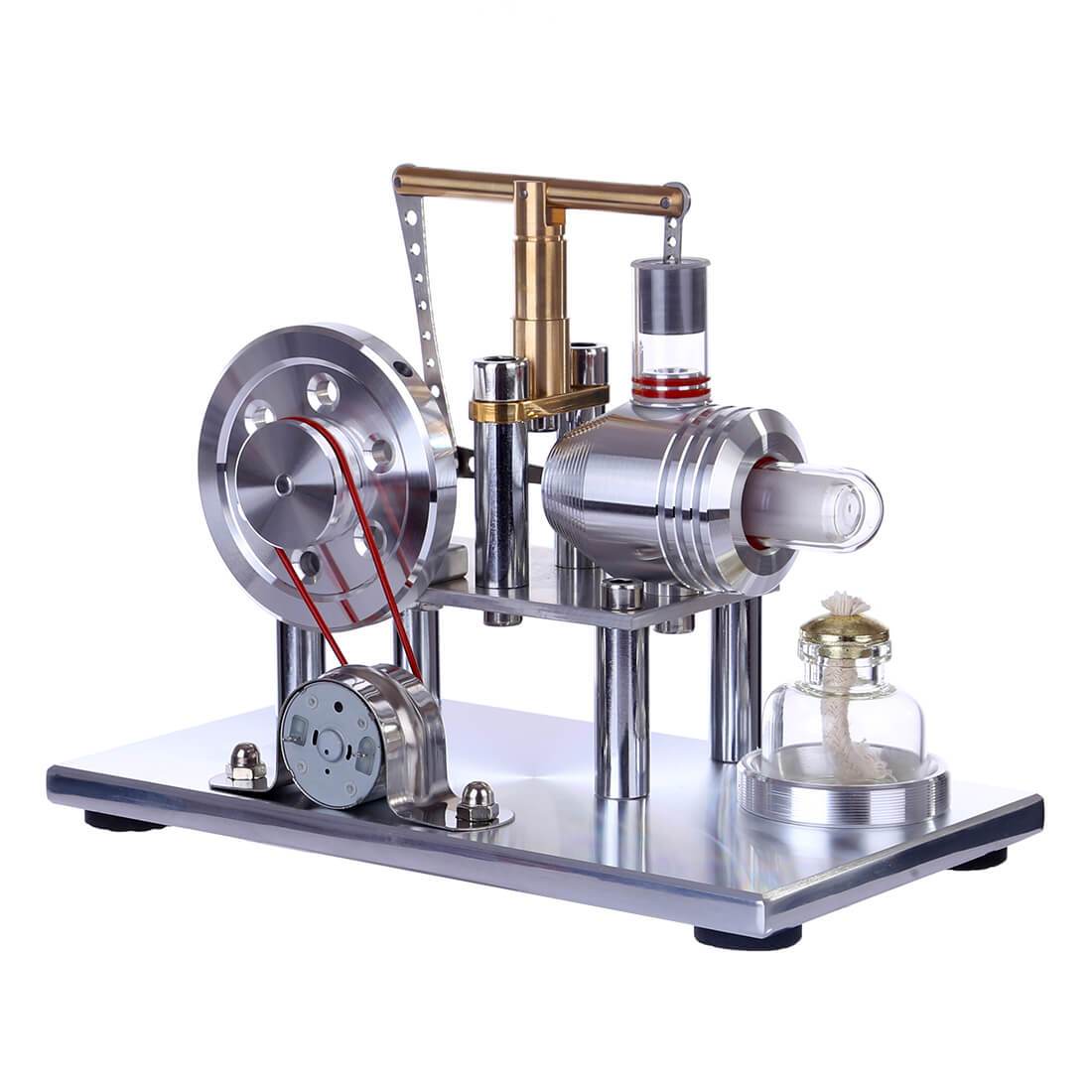Stirling-enjinmodel Warmlug-Stirling-enjin-elektrisiteitsgenerator met kleurvolle LED