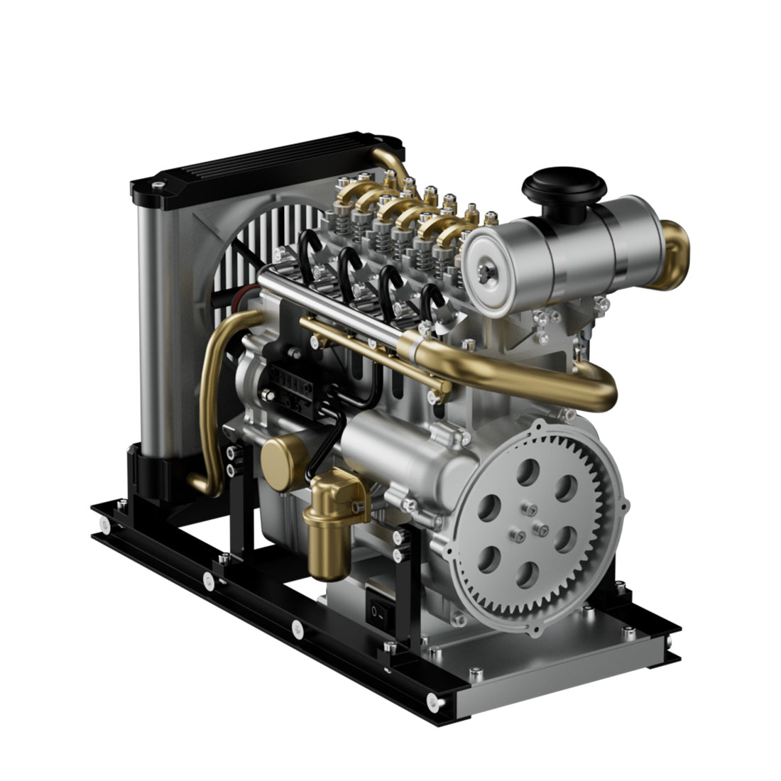 L4 Dieselenjin Modelstel wat Werk - Bou Jou Eie Dieselenjin - TECHING 1:10 Volmetaal Mini L4 4-silinderenjin OHV Inlyn 4-silinderenjin Modelstel 300+ Stukke