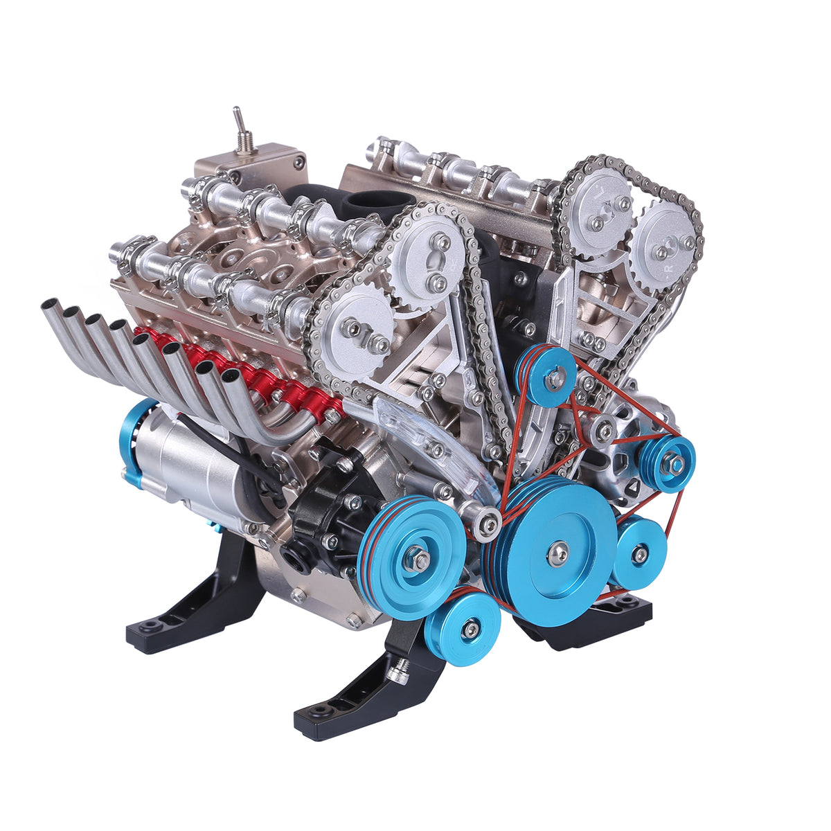 V8-enjinmodelstel wat werk - Bou jou eie V8-enjin - TECHING 1:3 Volmetaal V8-motorenjinmodelstel 500+ stukke