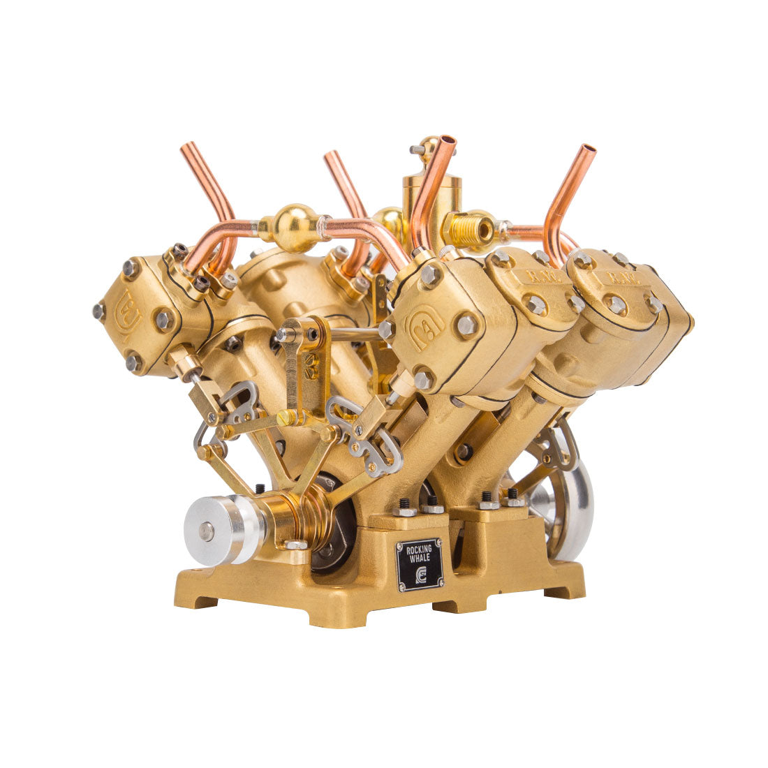 RW-V4 Mini V-Shape 4-Cylinder Reciprocating Steam Engine Model for 90-150cm Steamships