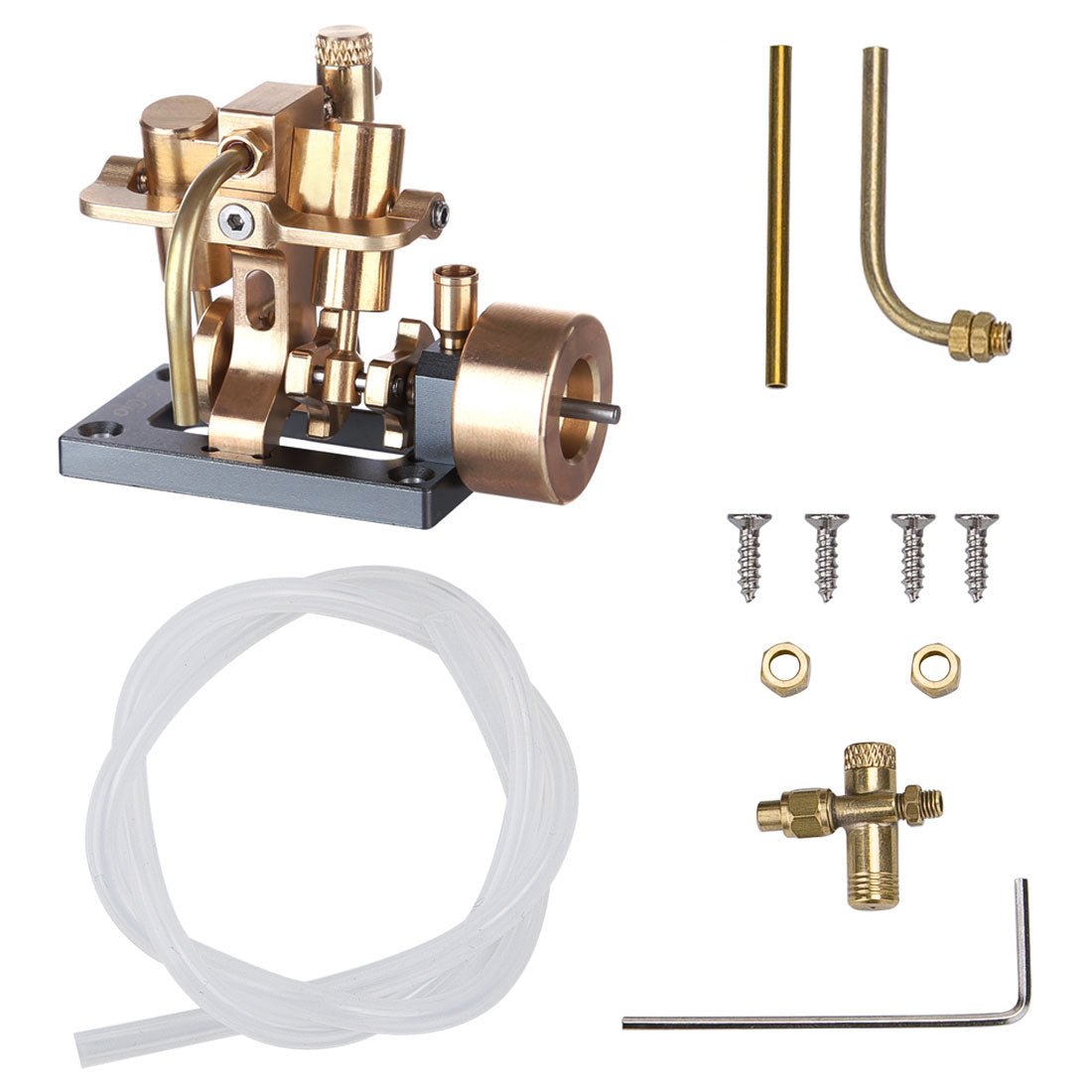 Mini Inline 2 Cylinder Steam Engine Model for 40cm Boat Model Gift Collection