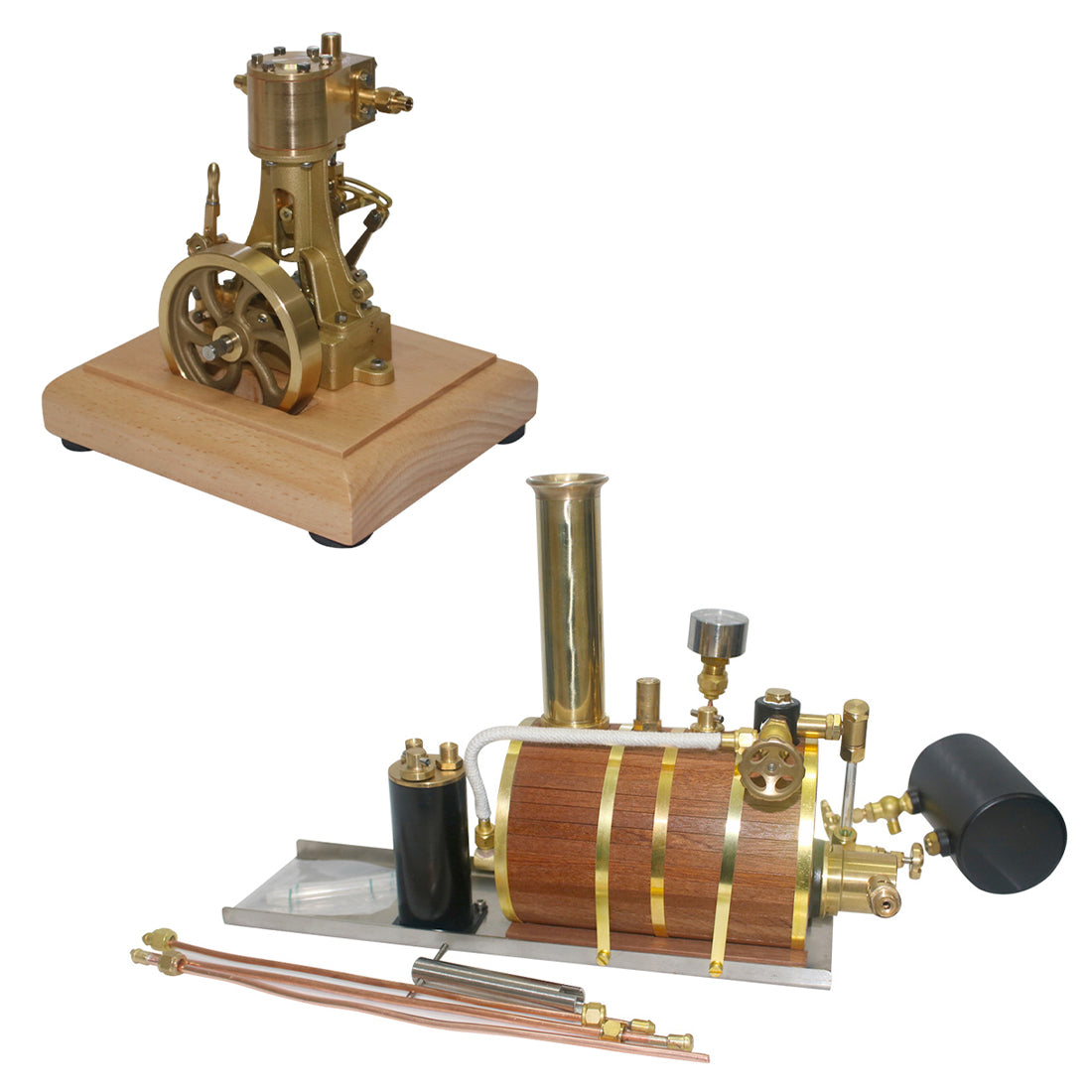 1.85CC Retro Vertical Single-cylinder Reciprocating Double-acting Model Steam Engine with 200ml Steam Boiler
