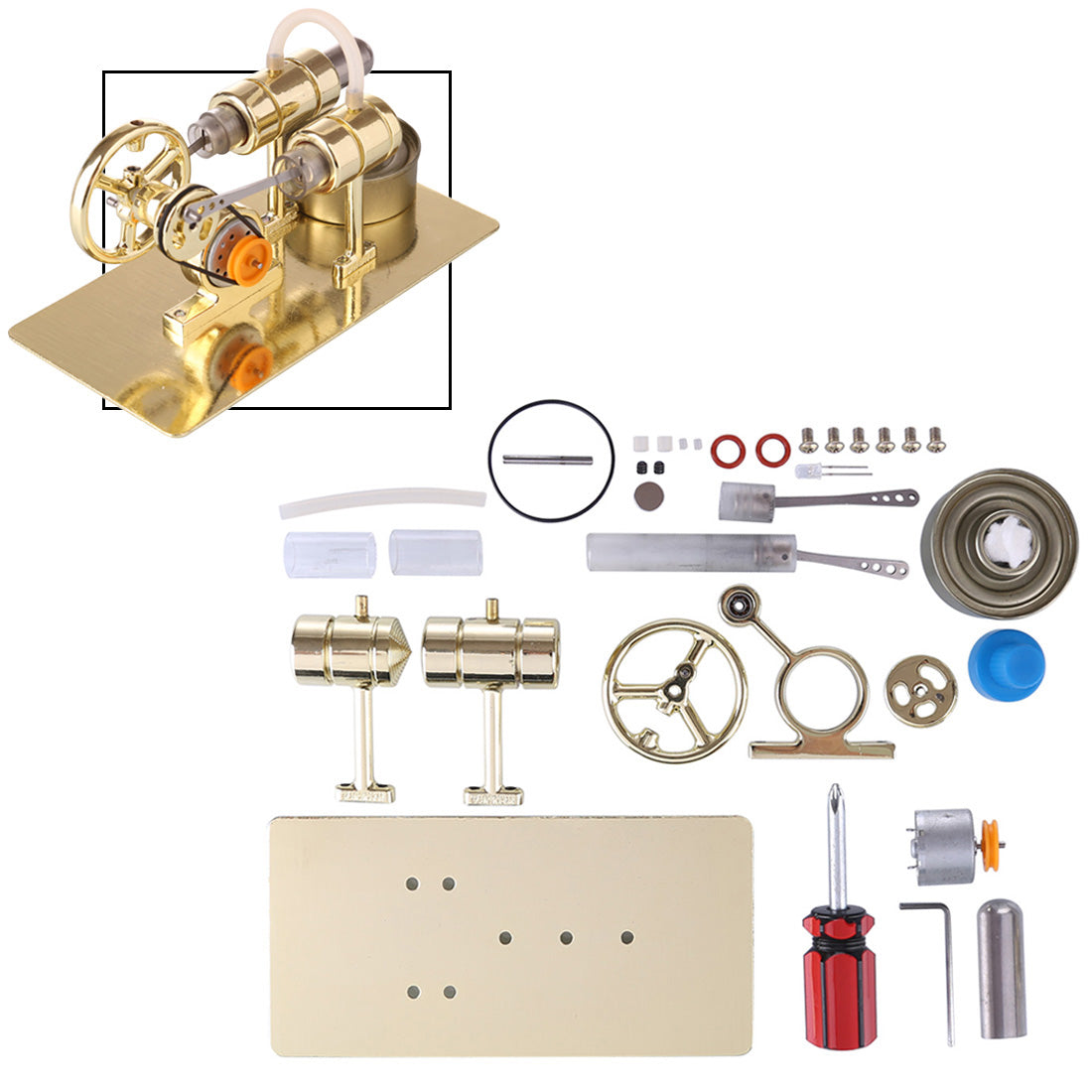 Stirling-enjin-generatormodel DIY-monteerstel Fisiese eksperiment