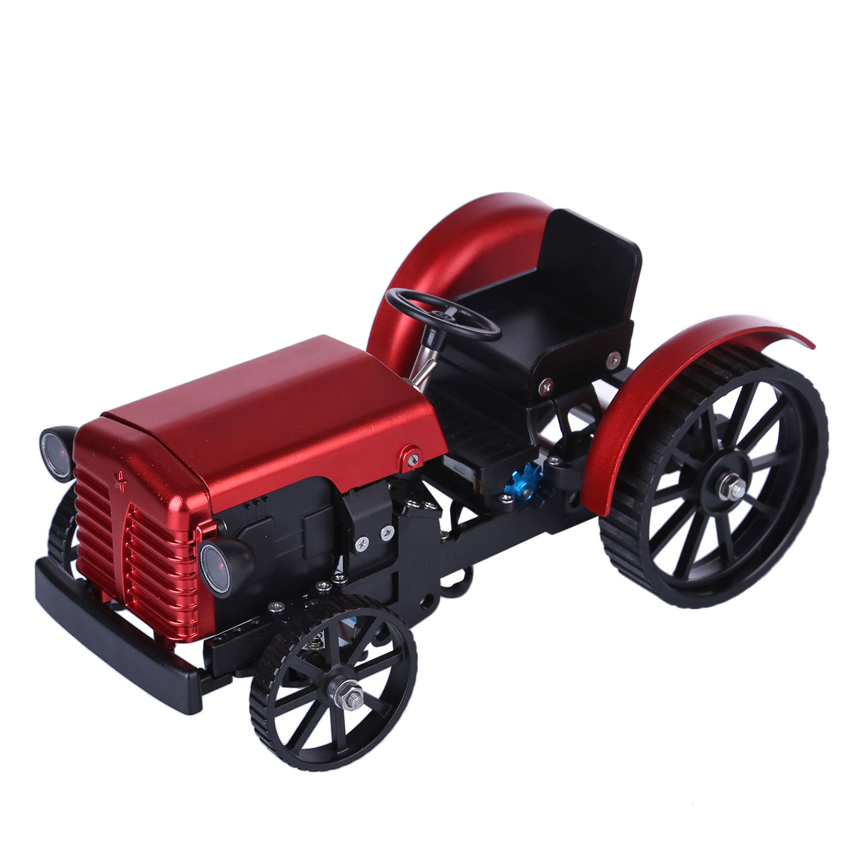 Teching Mini APP RC Trekker Metaal Romote Control Model Trekker in Rooi DIY Monteringsstel Opvoedkundige Speelgoed Geskenke Versameling