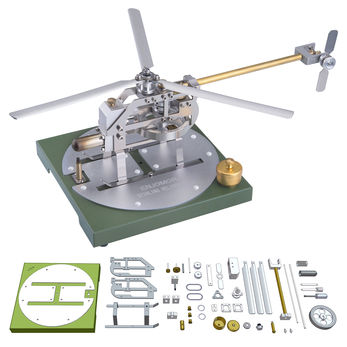 ENJOMOR Stirling Helikopter Model Kit Gamma Hetelucht Stirling Motor Model DIY Assemblage Model STEM Educatief Speelgoed