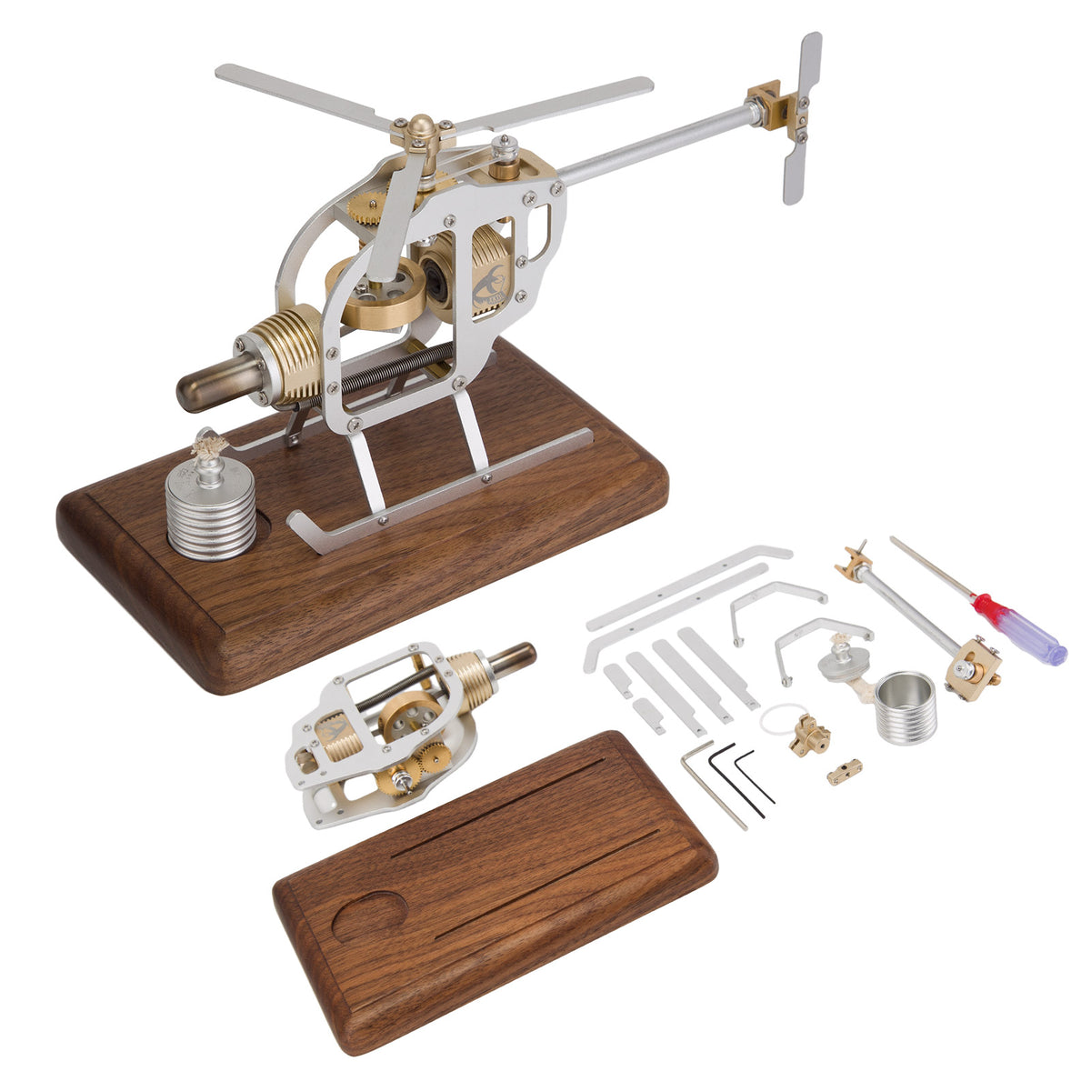 DIY Helicopter Model Kit Parts Working Hot Air Stirling Engine Kit-Stirling Engine Model ທີ່ເຮັດວຽກ