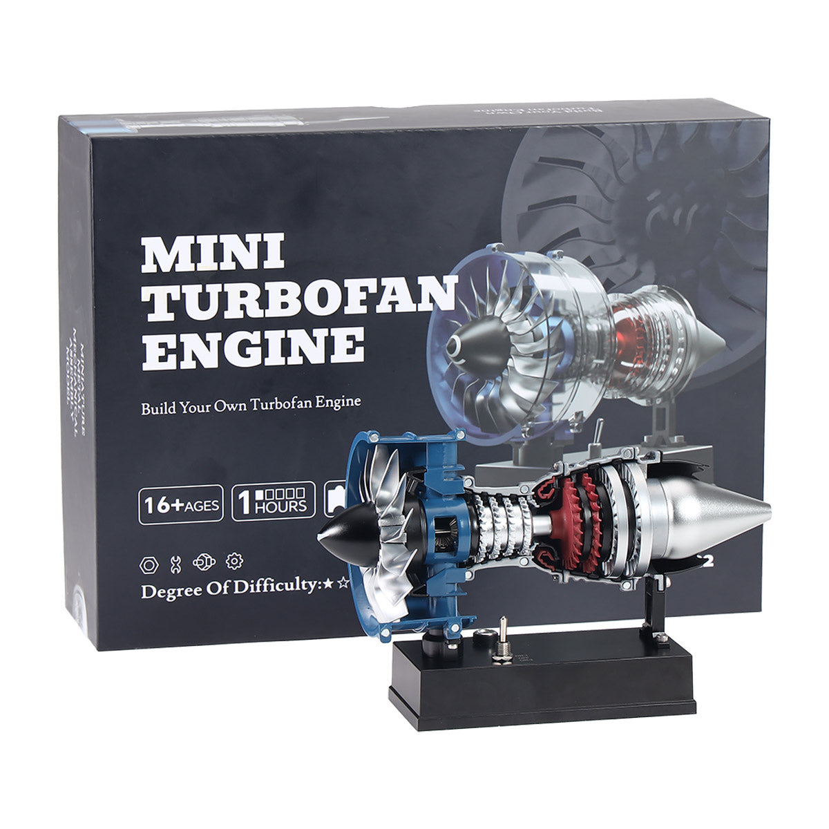 TECHING Mini Turbofan Engine Kit that Works - DIY Metal Electric Jet Engine with Visible Mechanics for STEM Education